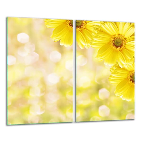 GLAS SKÄRBRÄDA 2x 30x52 BLOMMOR