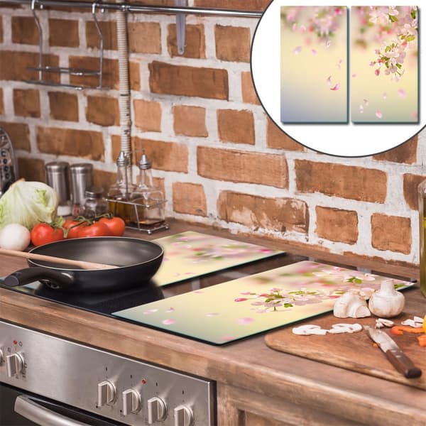 GLAS SKÄRBRÄDA 2x 30x52 BLOMMOR