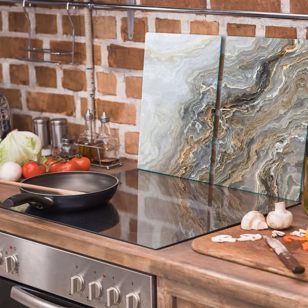 GLAS SKÆREBRÆT 2x 30x52 MARMOR