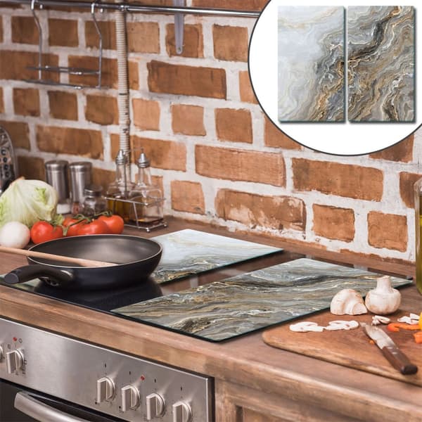 GLAS SKÆREBRÆT 2x 30x52 MARMOR