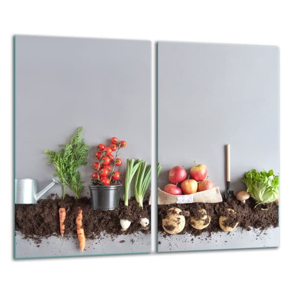 SKÄRBRÄDA I GLAS 2x 30x52 GRÖNSAKER