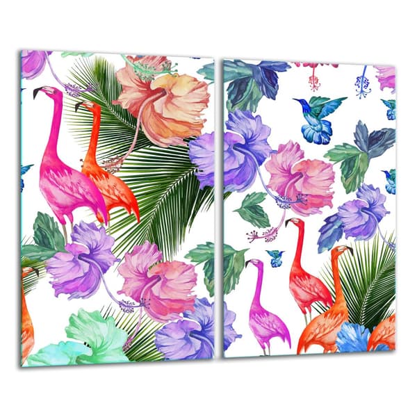 SKÄRBRÄDA I GLAS 2x 30x52 FLAMINGOS