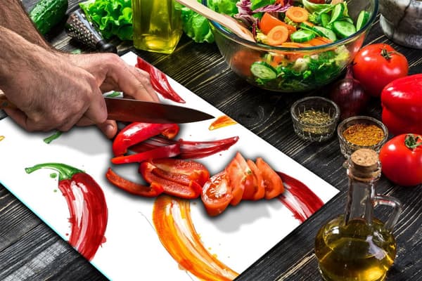 SKÄRBRÄDA I GLAS 52x40 PAPRIKA