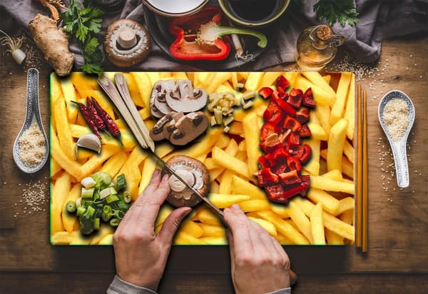 SKÆREBRÆT I GLAS 52x30 POMMES FRITES