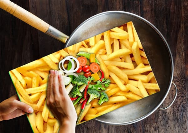 SKÆREBRÆT I GLAS 52x30 POMMES FRITES