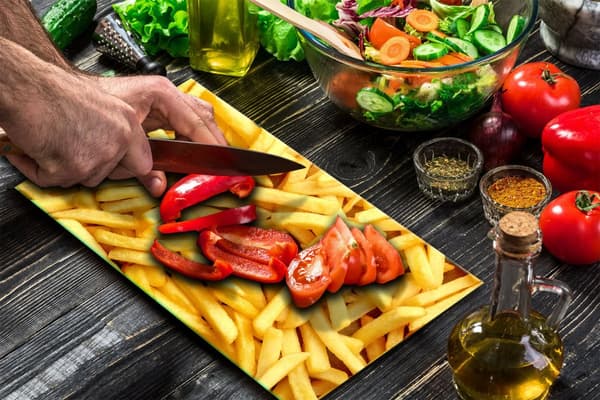 SKÆREBRÆT I GLAS 52x30 POMMES FRITES
