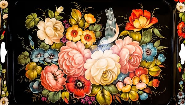SKÄRBRÄDA I GLAS 52x30 BLOMMOR