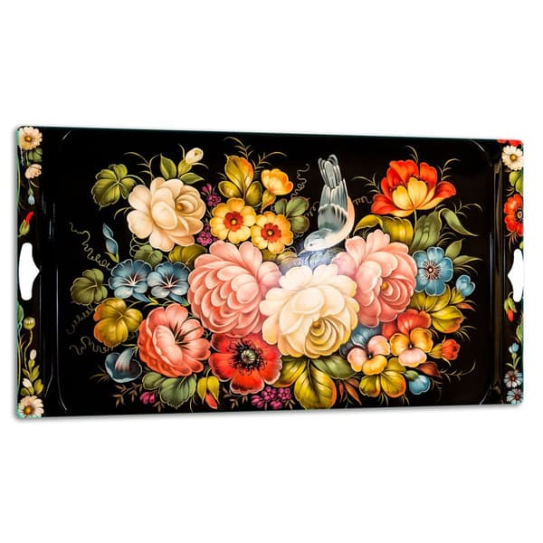 SKÄRBRÄDA I GLAS 52x30 BLOMMOR