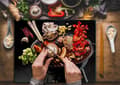 Miniatyrbillede 3 af 11: SKÆREBRÆT I GLAS 52x40 GRILL