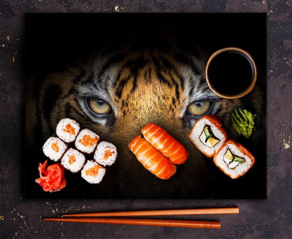 GLAS SKÆREBRÆT 52x40 TIGER