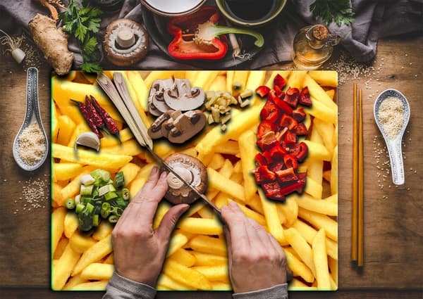 SKÆREBRÆT I GLAS 52x40 POMMES FRITES
