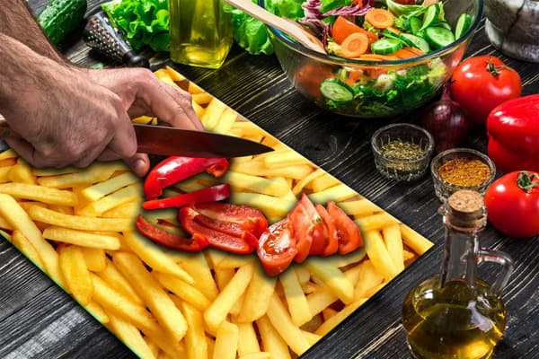 SKÆREBRÆT I GLAS 52x40 POMMES FRITES