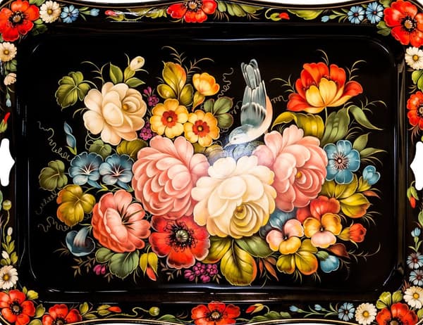 SKÄRBRÄDA I GLAS 52x40 BLOMMOR