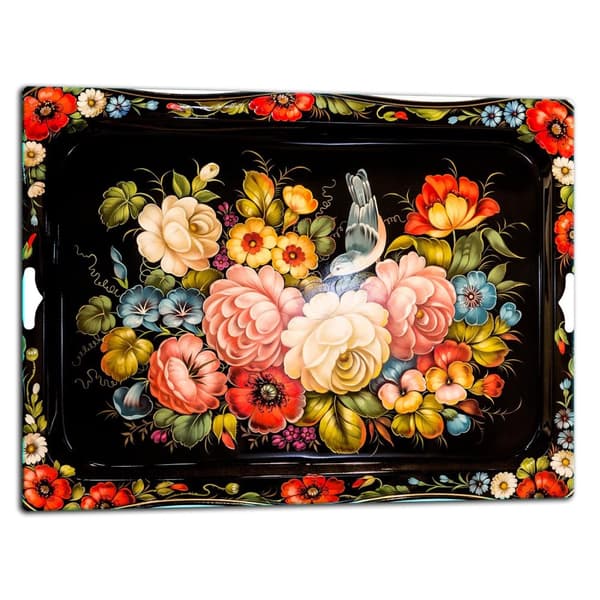 SKÄRBRÄDA I GLAS 52x40 BLOMMOR