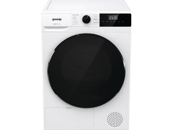 Gorenje DHNA93/DE, Frittstående, Frontmatet, Varme pumpe, Sort, Hvit, Rotasjon, Berøringskontroll, Riktig/Høyre