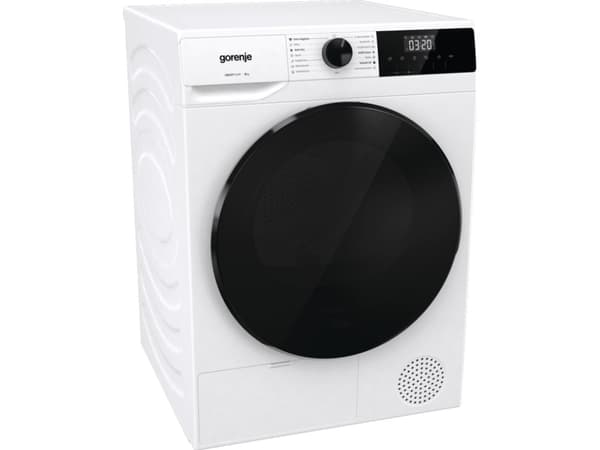 Gorenje DHNA93/DE, Frittstående, Frontmatet, Varme pumpe, Sort, Hvit, Rotasjon, Berøringskontroll, Riktig/Høyre