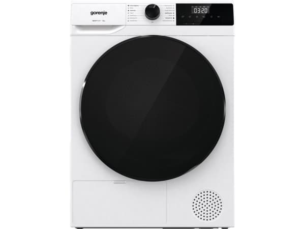 Gorenje DHNA93/DE, Frittstående, Frontmatet, Varme pumpe, Sort, Hvit, Rotasjon, Berøringskontroll, Riktig/Høyre