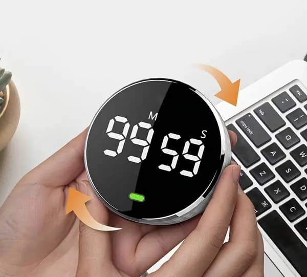 Elektroninen keittiöajastin LCD-näytöllä, jossa on magneettinen suuri näyttö