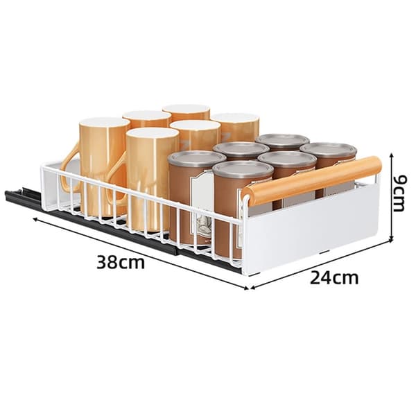 Korg Utdragbar låda för skåp köksorganisatör vit 38x24x9cm