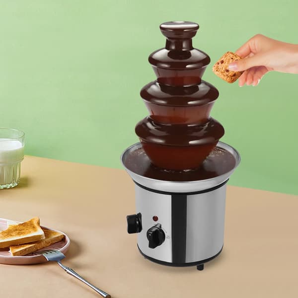 Chokoladefontæne Maskine, 4-Lags Design, Stor Kapacitet 1,8L, Nem at Rengøre
