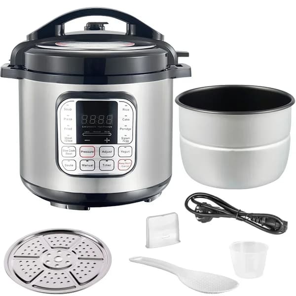 Elektrisk tryckkokare, 6L kapacitet, digital timerkontroll,Silver, EU