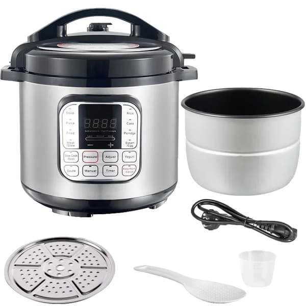 Elektrisk tryckkokare, 6L kapacitet, digital timerkontroll,Silver, EU