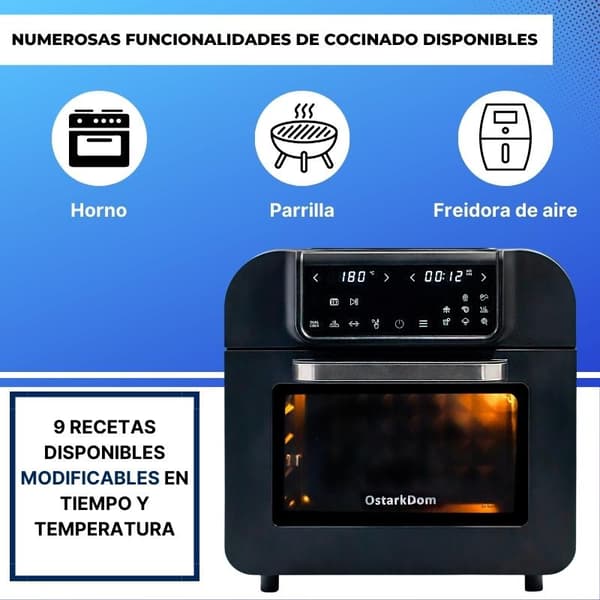 Multifunktionell Bordsugn, 1500W Effekt, 16L Kapacitet, Touchscreen-kontroll
