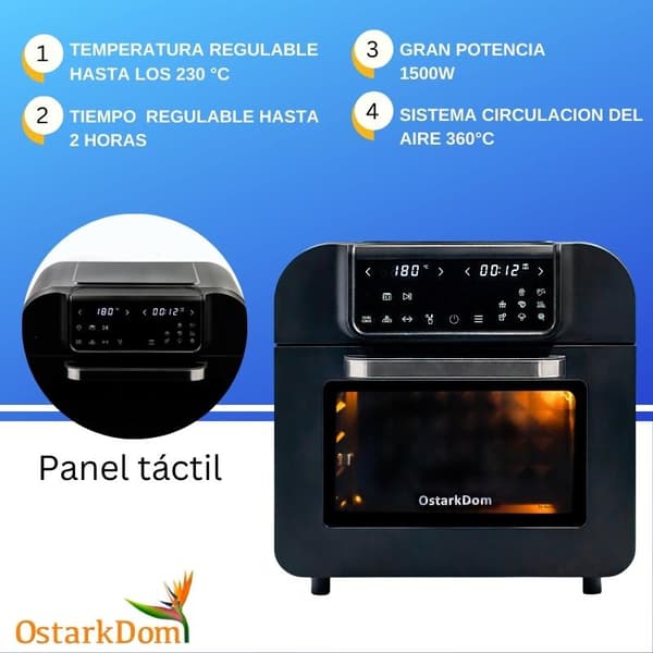 Multifunktionell Bordsugn, 1500W Effekt, 16L Kapacitet, Touchscreen-kontroll