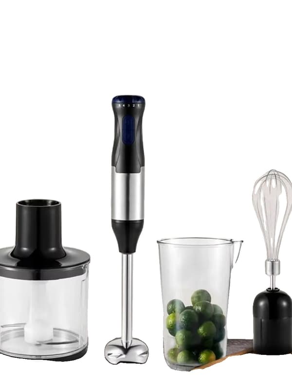 Keittiön sauvasekoitin, 1000W teho, ruostumaton teräs,4 in 1Musta, EU-plugi