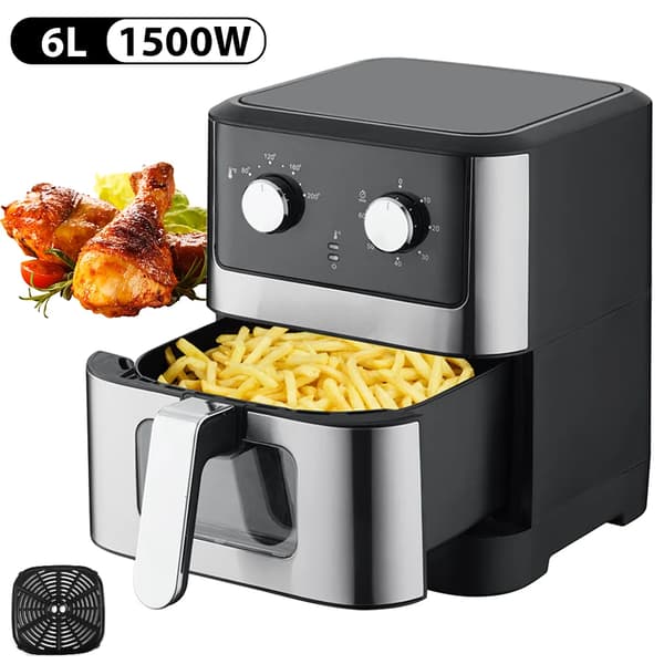 Elektrisk Luftfritös, 360° Cirkulerande Varm Luft, Intelligent Temperaturkontroll,6L 1500W, EU