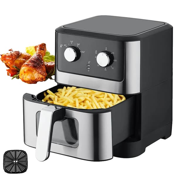 Elektrisk Luftfritös, 360° Cirkulerande Varm Luft, Intelligent Temperaturkontroll,6L 1500W, EU