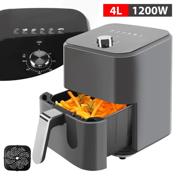 Elektrisk Air Fryer, 360° Cirkulerende Varm Luft, Intelligent Temperaturkontrol,4L 1200W, EU