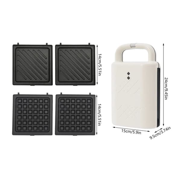 Elektrisk Sandwichmaker, Hurtig Opvarmning, Non-stick Belægning,HVID