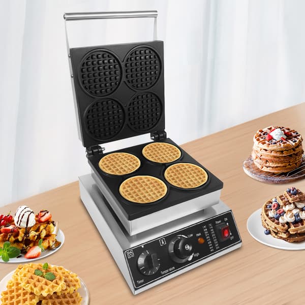Kommersiel Vaffeljern, Justerbar Tid- og Temperaturkontrol, Dobbelt Non-Stick Pander,4