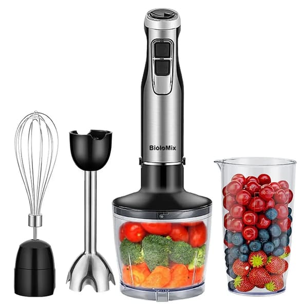 Håndholdt Blender, 1200W Effekt, 6-Hastigheds Kontrol,BioloMix BHB1200