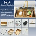 Miniatyrbillede 2 af 2: 304 rustfrit stål køkkenvask, enkelt skål, over bordinstallation, rektangulær form,Sæt A-Brush Guld