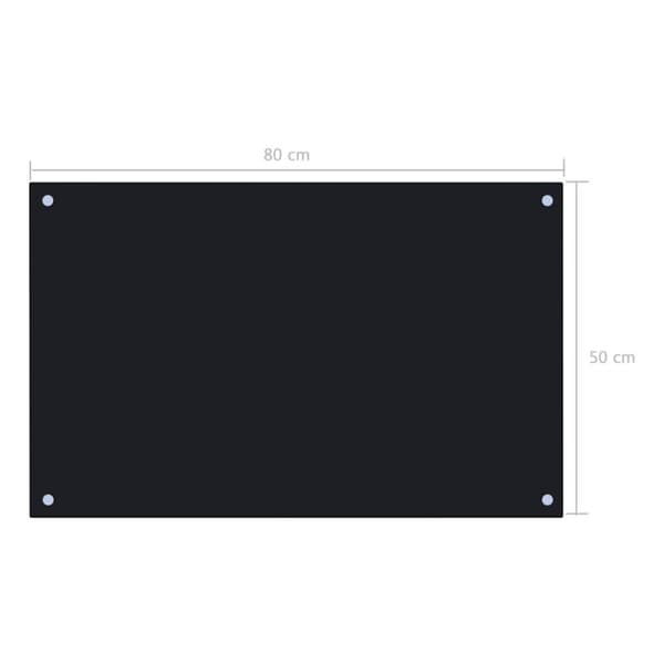 vidaXL Stänkskydd svart 80x50 cm härdat glas