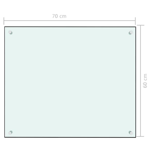 vidaXL Stänkskydd vit 70x60 cm härdat glas