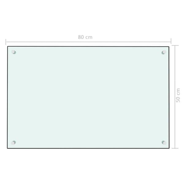 vidaXL Stänkskydd vit 80x50 cm härdat glas