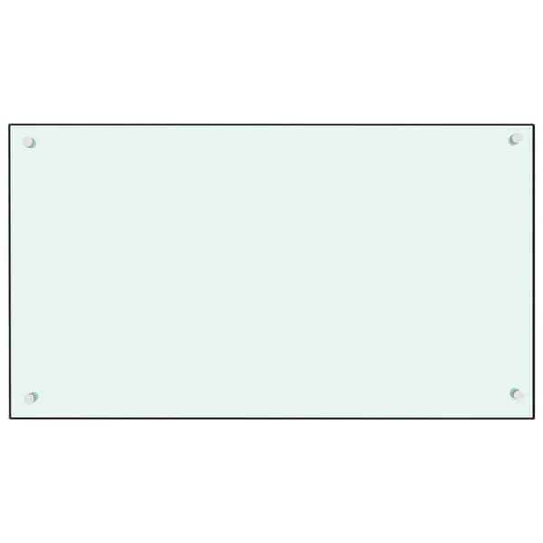 vidaXL Stänkskydd vit 90x50 cm härdat glas
