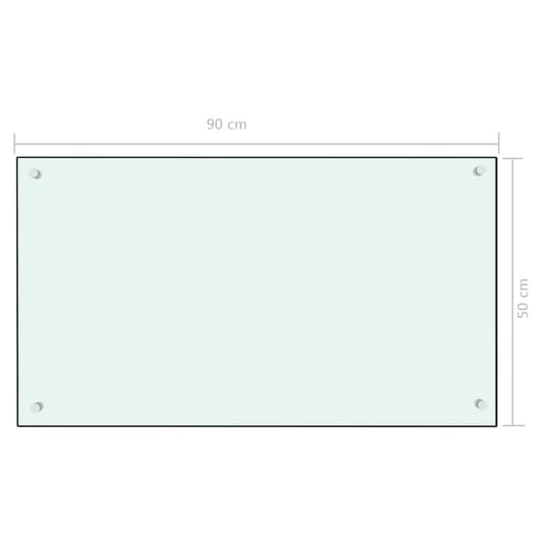 vidaXL Stänkskydd vit 90x50 cm härdat glas