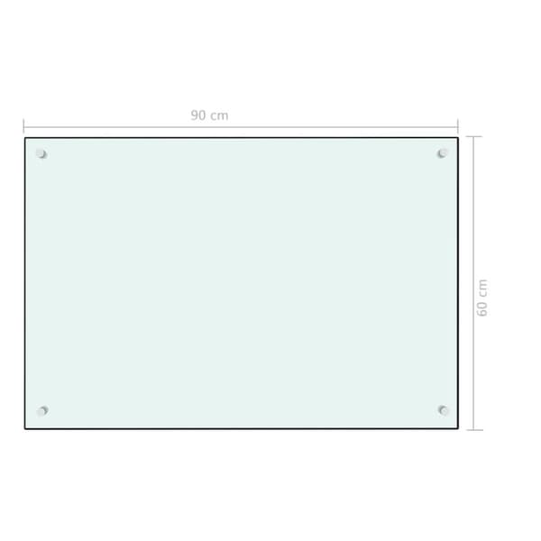 vidaXL Stänkskydd vit 90x60 cm härdat glas