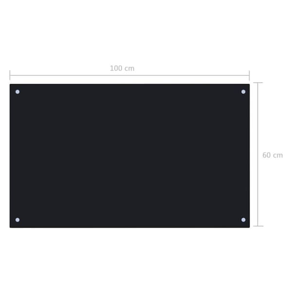 vidaXL Stänkskydd svart 100x60 cm härdat glas
