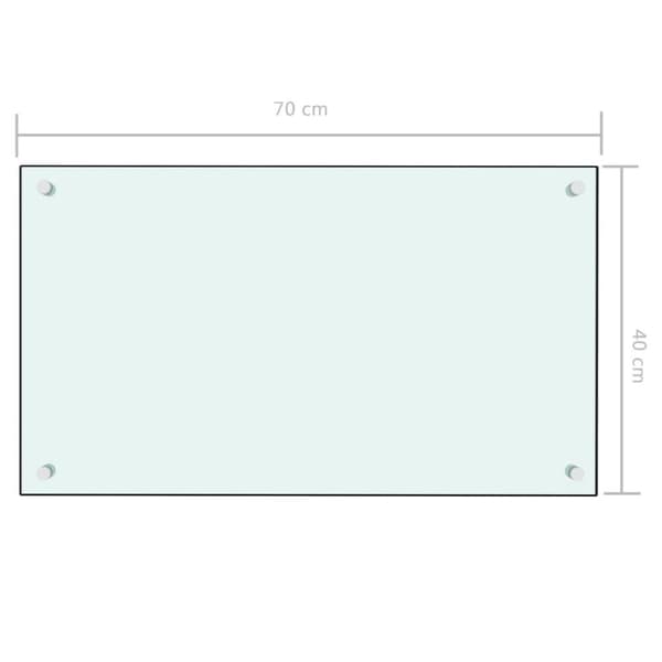 vidaXL Stänkskydd vit 70x40 cm härdat glas