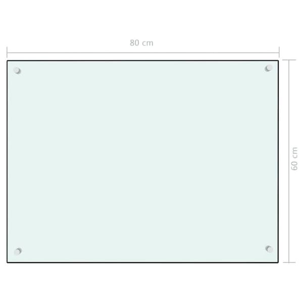 vidaXL Stänkskydd vit 80x60 cm härdat glas