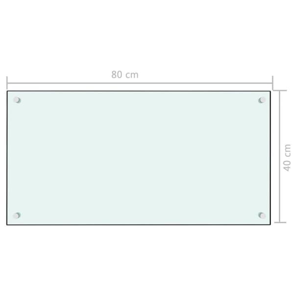 vidaXL Stänkskydd vit 80x40 cm härdat glas