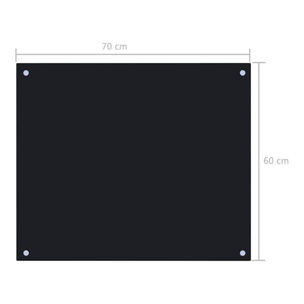vidaXL stænkplade 70x60 cm hærdet glas sort