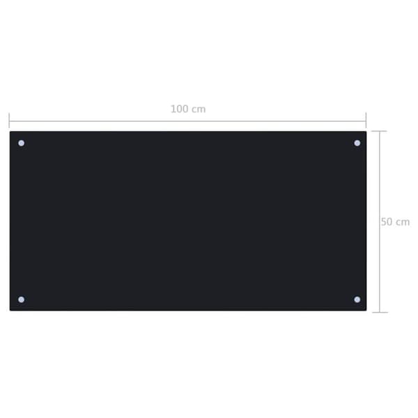 vidaXL Stänkskydd svart 100x50 cm härdat glas