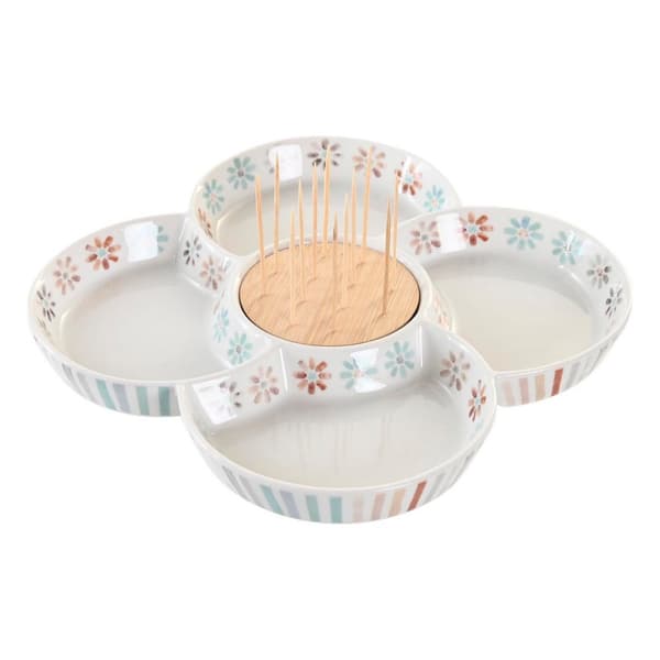 Dekorativ Snackbakke i Multifarvet Stentøj 22 x 22 x 3 cm - DKD Home Decor