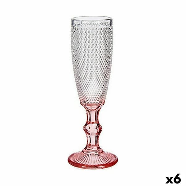 Rosa Transparent Glas Champagneglas Set - 6 st (180 ml) - Elegant glas för festliga tillfällen och speciella tillställningar.